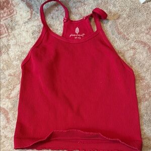 Dark Pink Ribbed Tank Top